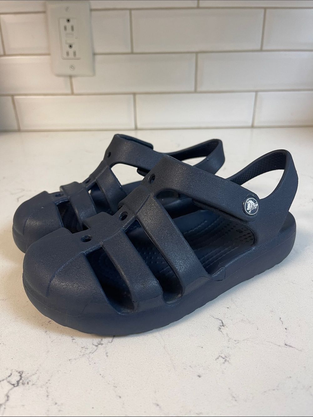 Crocs Kids' Classic Fisherman Sandal Navy Blue Size 13 Style Number 210625